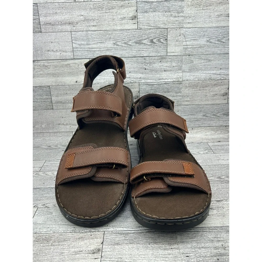 Clarks Malone Shore‎ Mens Tan Leather Sandals Size 13 M 261481047120
